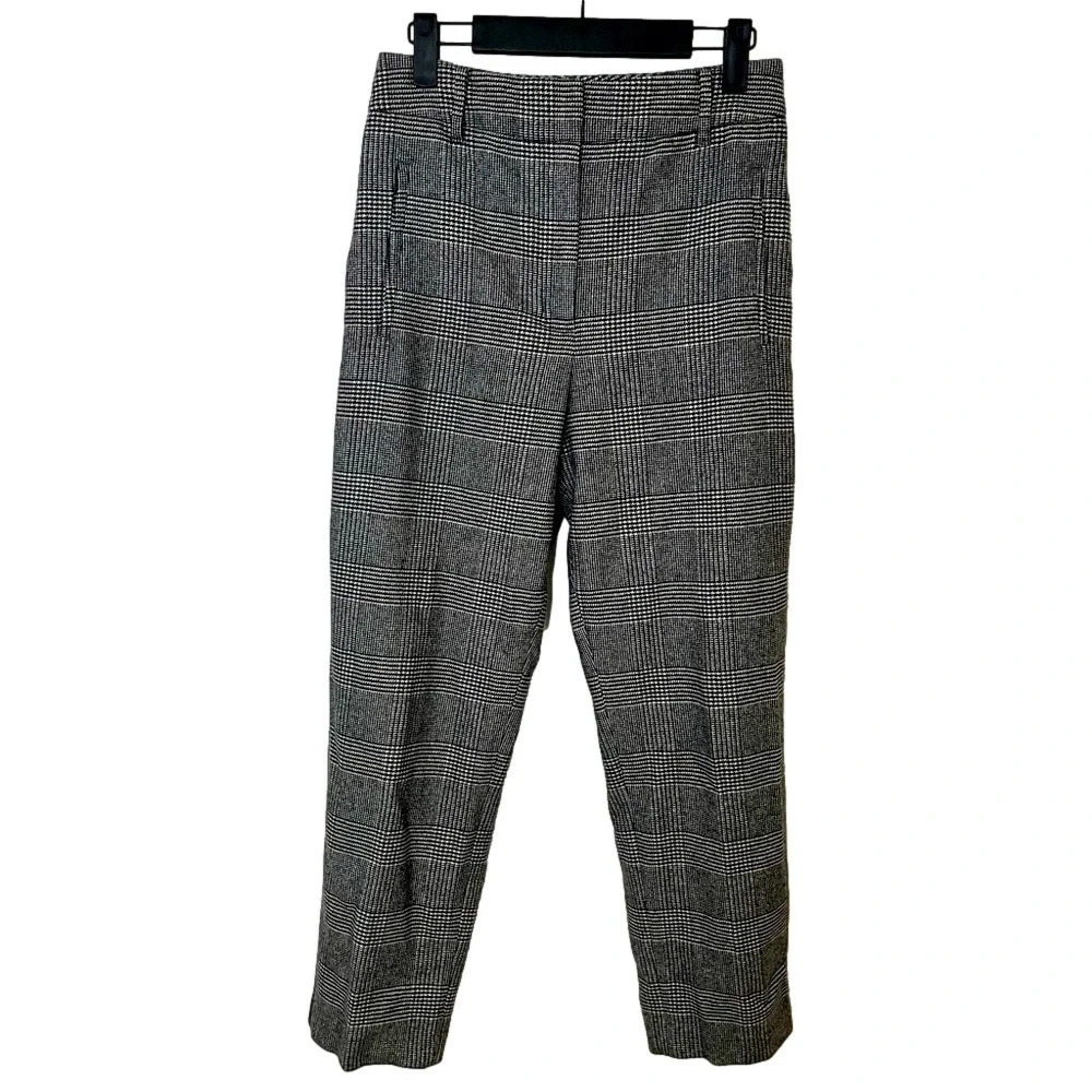 ARITZIA WILFRED Women’s Wool Trouser Pants Black & White Classic Plaid Size 6 - Picture 1 of 11
